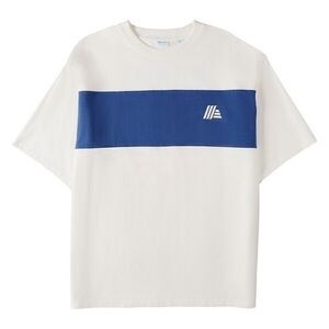 ALDI GEAR White Color Block Crew Neck Relaxed Boxy Fit Logo T-SHIRT Medium
